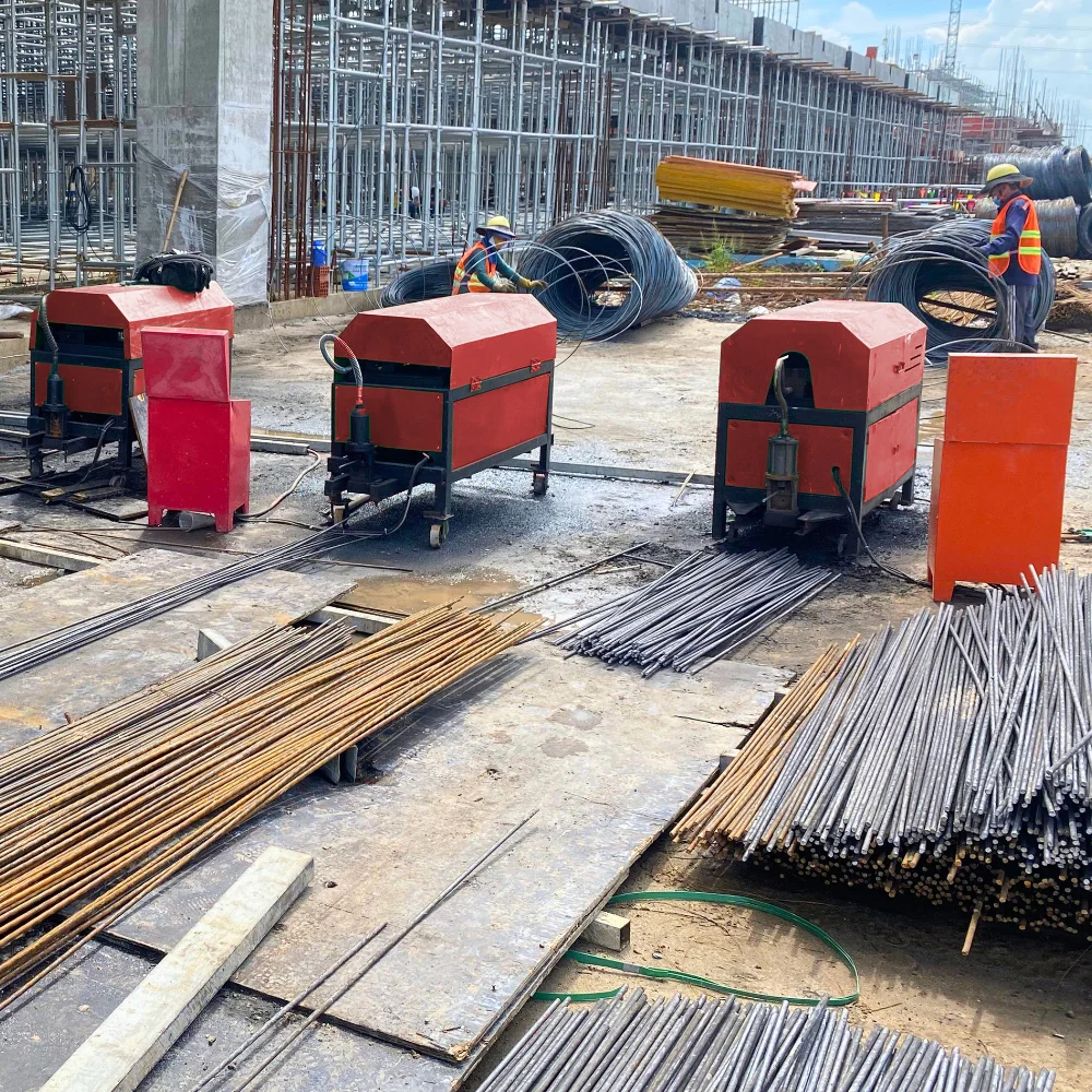Máy duỗi cắt sắt tự động GT412 duỗi sắt sàn thi công nhà xưởng tại Tây Ninh